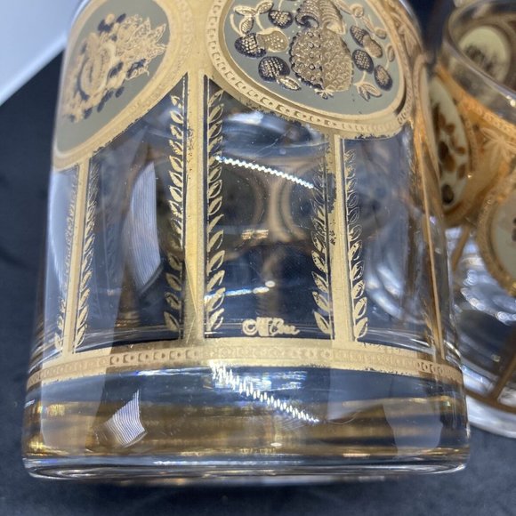 Vintage  CERA with pitcher Gilded Whiskey Glasses - Picture 3 of 9